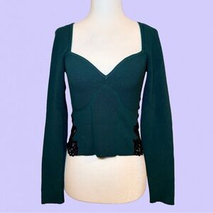 Express Body Contour Teal Knit Top